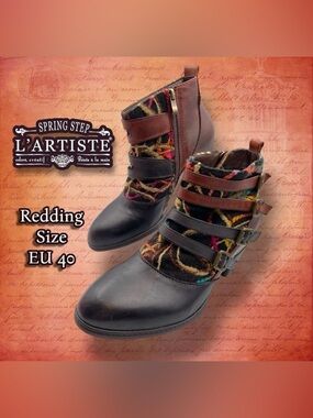 Spring Step L'Artiste Redding Multicolor Ankle Boots Size EU 40 Brown